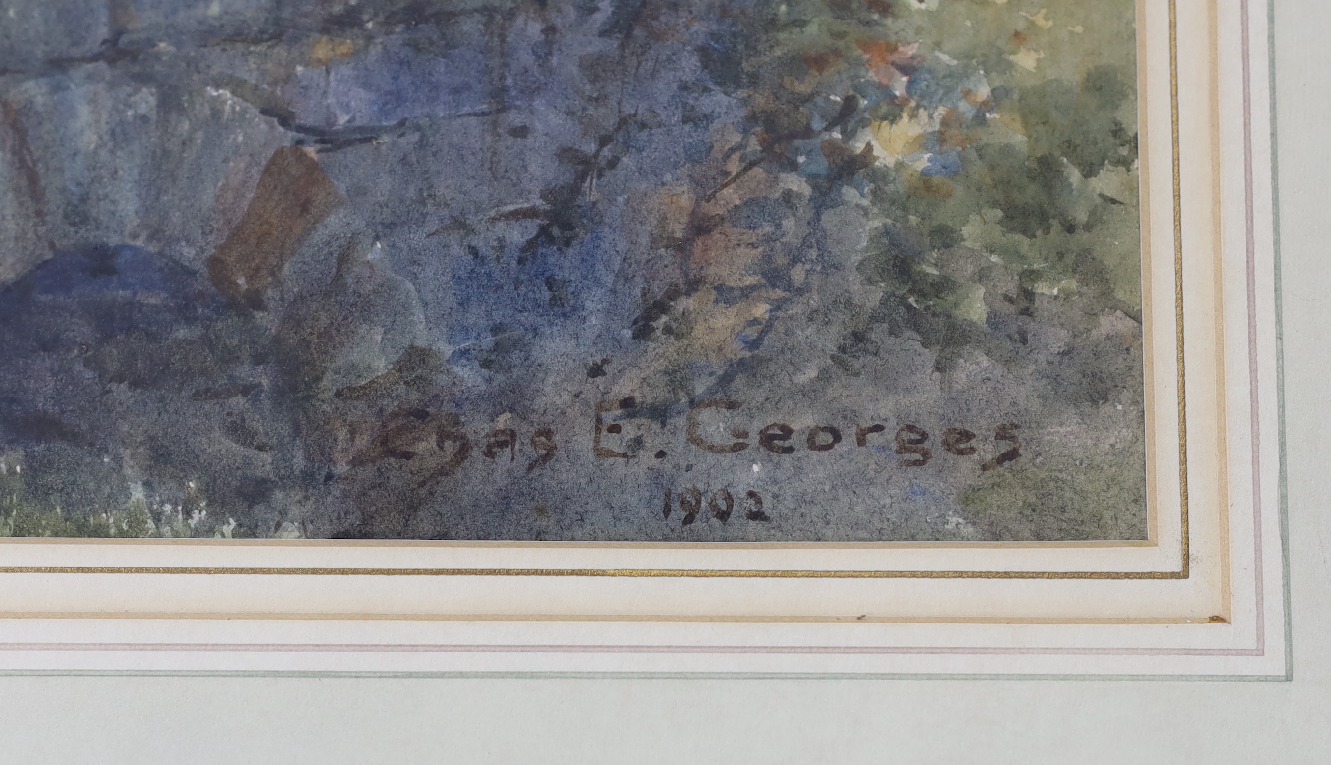 Charles E. Georges (1869-1970), watercolour, Horseman on a lane, signed and dated 1902, 53 x 37cm